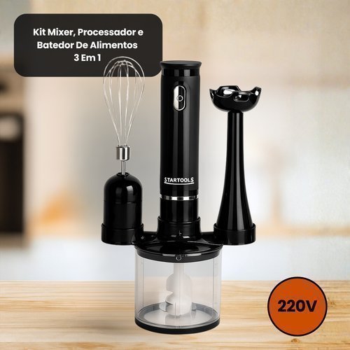 Mixer Processador Batedor Alimentos 3 Em 1 220V 200W Copo 700ml Startools