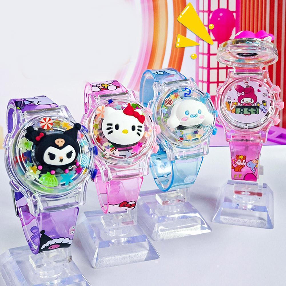Relógio Sanrio Kuromi Para Crianças Melody/cinnamoroll/stellar/Olá Kitty Watch Meninas Led R3s1