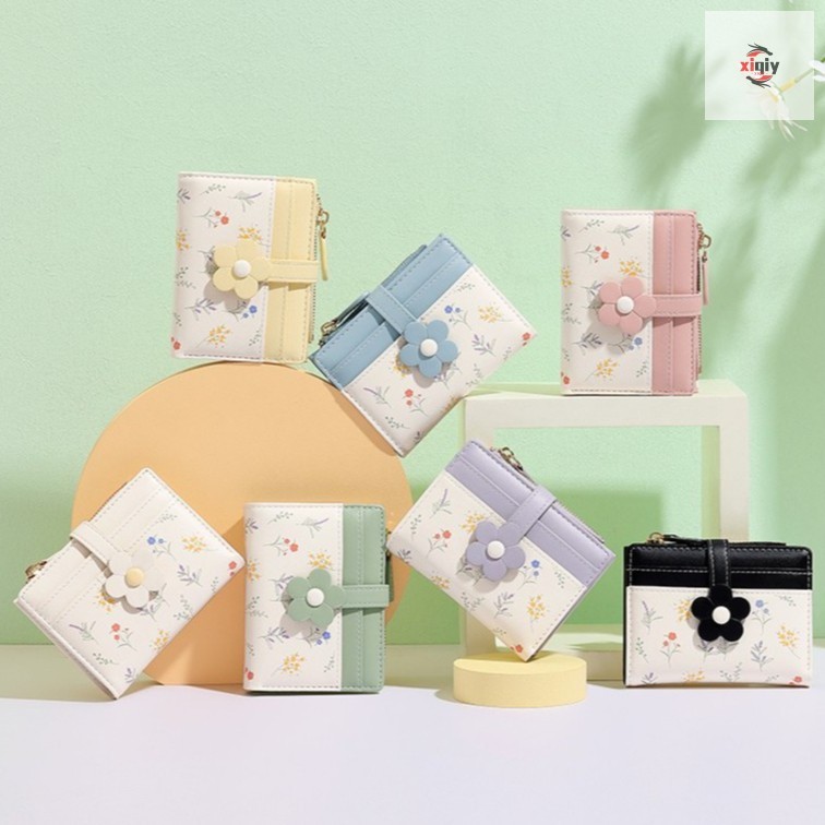 Carteira Curta Com Design De Flores Para Mulheres-Estilo Macaron 2038