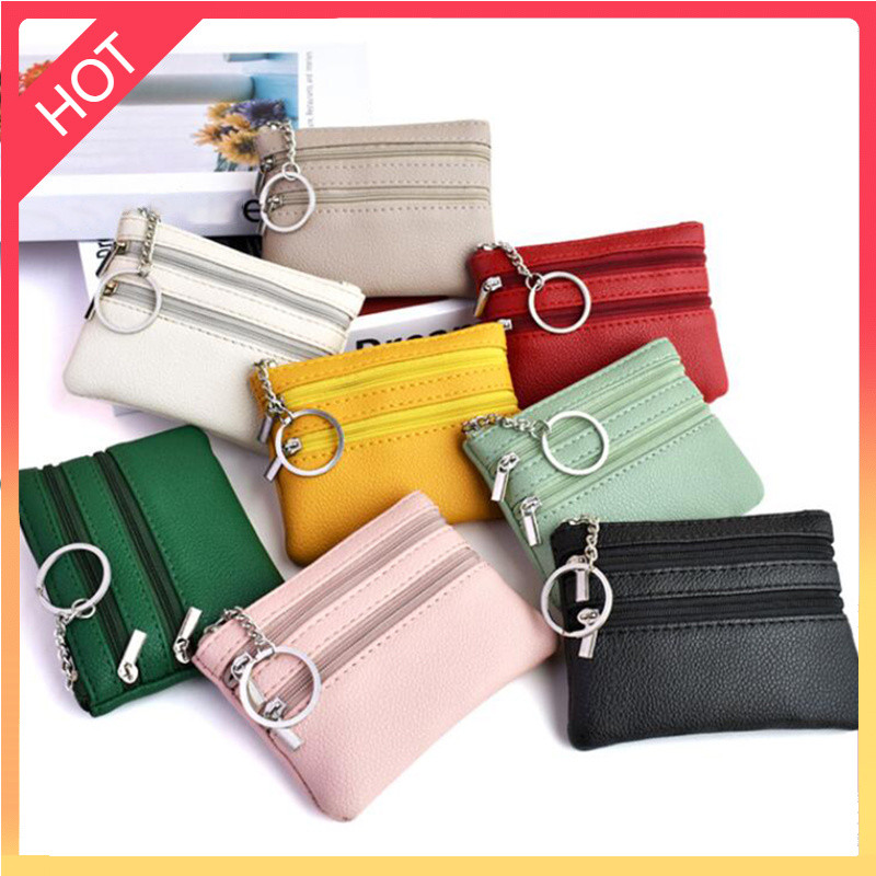 SCB-Macaron-Colorido Estilo Coreano Bolsa Chave Feminina Mini Cor Sólida Compacto Multi-Camada Cartão E Moedas Saco Para