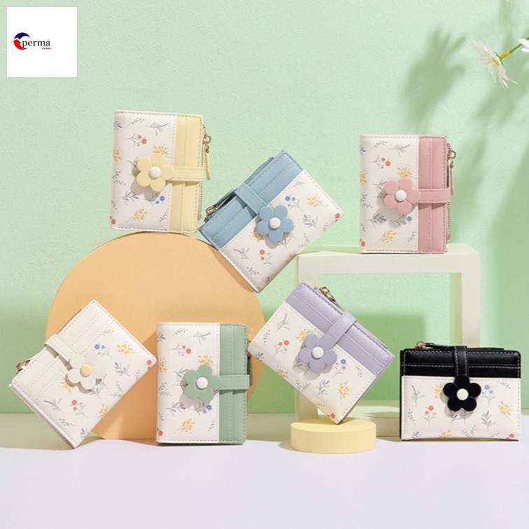 Carteira Curta Com Design De Flores Para Mulheres-Estilo Macaron 2038