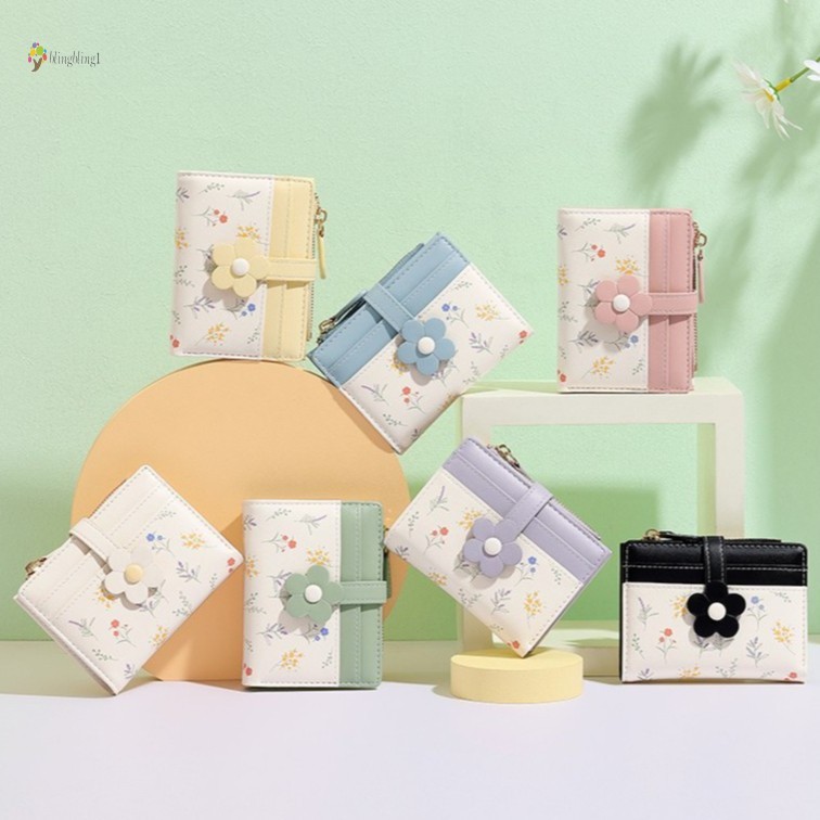 Carteira Curta Com Design De Flores Para Mulheres-Estilo Macaron 2038