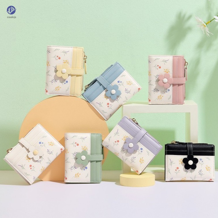 Carteira Curta Com Design De Flores Para Mulheres-Estilo Macaron 2038
