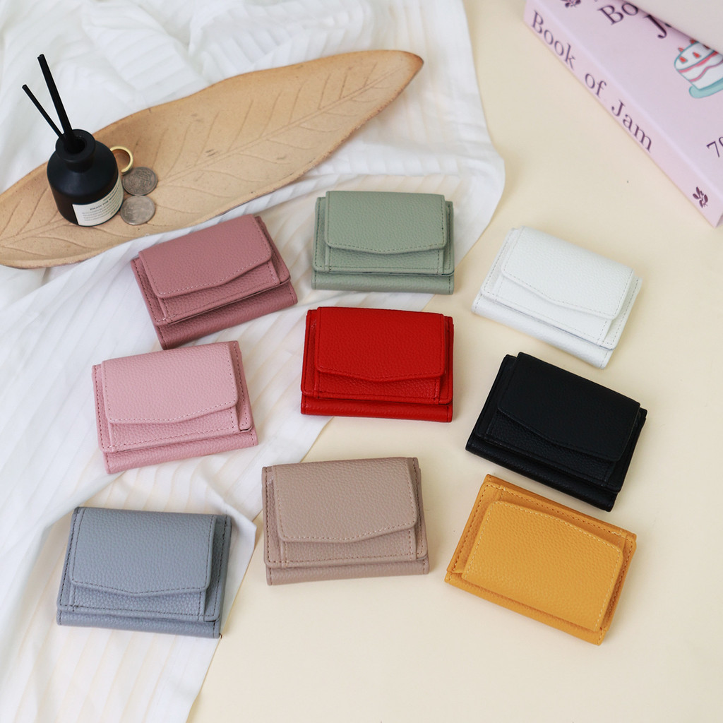 Carteira Curta Feminina Cor Macaron Mini Porta‑Cartões com Proteção RFID Antifurto e Porta‑Moedas
