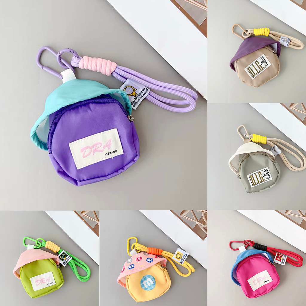 Kawaii Zíper Moeda Bolsa Macaron Cor Mini Carteira Portátil Chaveiro Saco De Livro Pingente Ao Ar Livre