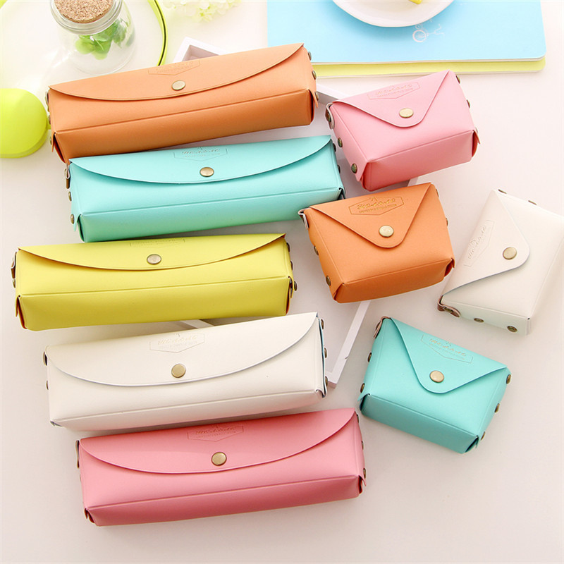 Japonês coreano criativo bonito doce cor Macaron pequena bolsa de moedas couro simples bolsa de moedas