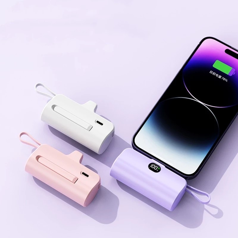 Peining Mini Banco De Potência Portátil 2 Em 1 Com Cabo De Carregamento 5000mah