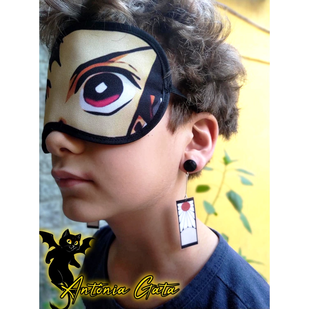 Brinco DE PRESSÃO INFANTIL - Cosplay anime Kimetsu no Yaba - Tanjiro Kamada - Demon Slayer Par de Brincos de pressão.