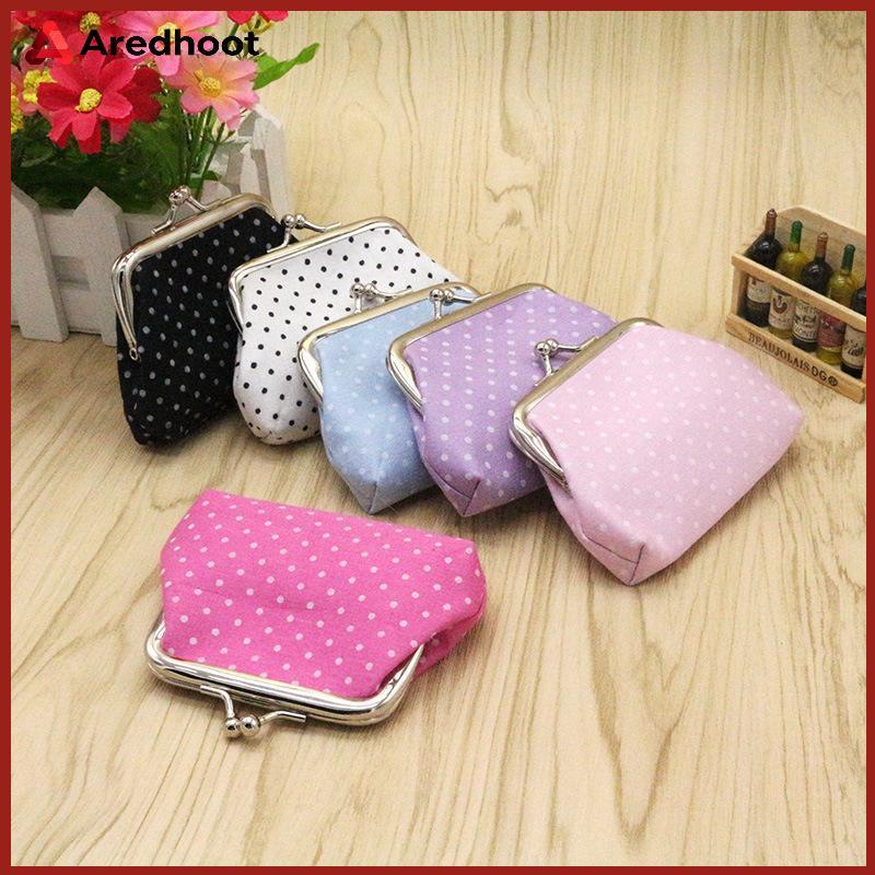 Aredhooot Polka Dot Feminino Poeta Moeda Carteira Mini Leve Beijo Lo Bolsa Portátil Pequena Para Casual Acessório Diário