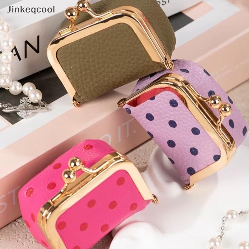 Jqbr Polka Dot Kiss Lock Coin Purse Couro PU Pequenos Itens Armazenamento QDD
