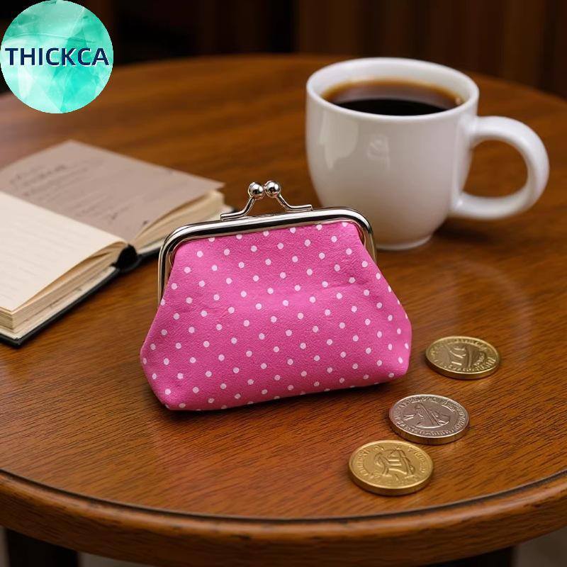 thickca Polka Dot Bolsa De Moedas Feminina Mini Leve Beijo Lo Poeta Para Estudante Chave Fone De Ouvido Lipsti Armazenam