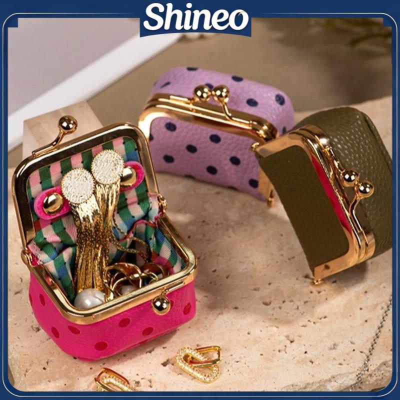 SHINE Polka Dot Beijo Lo Moeda Bolsa Suave Couro Do Plutônio Quadrado Mini Saco Para Estudantes Moedas Chaves Armazename