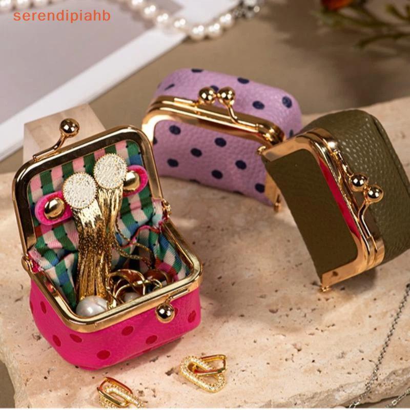 Polka Dot Kiss Lock Coin Purse Couro PU Armazenamento De Itens Pequenos