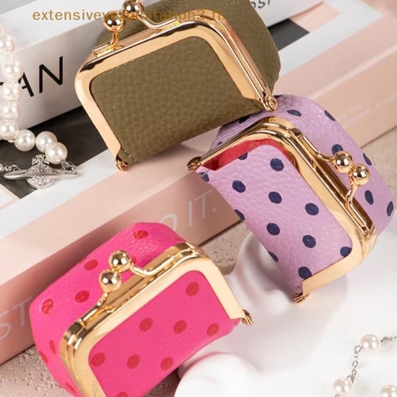 Casa EE Polka Dot Beijo Lo Moeda Bolsa Premium Couro Do Plutônio Quadrado Se Encaixa Moedas Jóias Para Mulheres Uso Diár