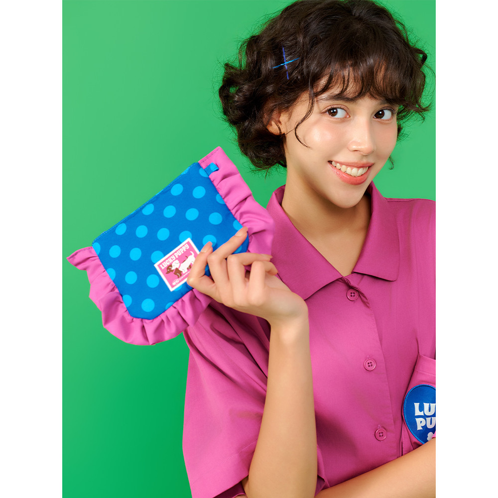 Wigglewiggle versão coreana bonito Polka Dot moeda bolsa feminina Mini babados embreagem portátil pequeno saco
