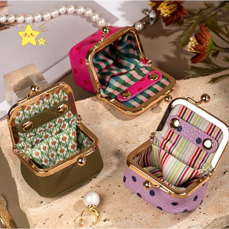 [JBTH] Bolsa De Moedas Polka Dot Kiss Lo Durável Couro PU Quadrado Suporte De Armazenamento De Joias Ideal Aniversário P