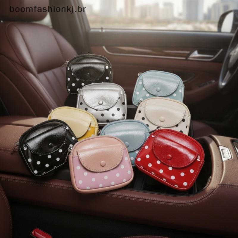 boo Polka Dot Mini Moeda Bolsa Moda Portátil Couro Do Plutônio Superfície Brilhante Com Chaveiro Bonito Presente Para Am
