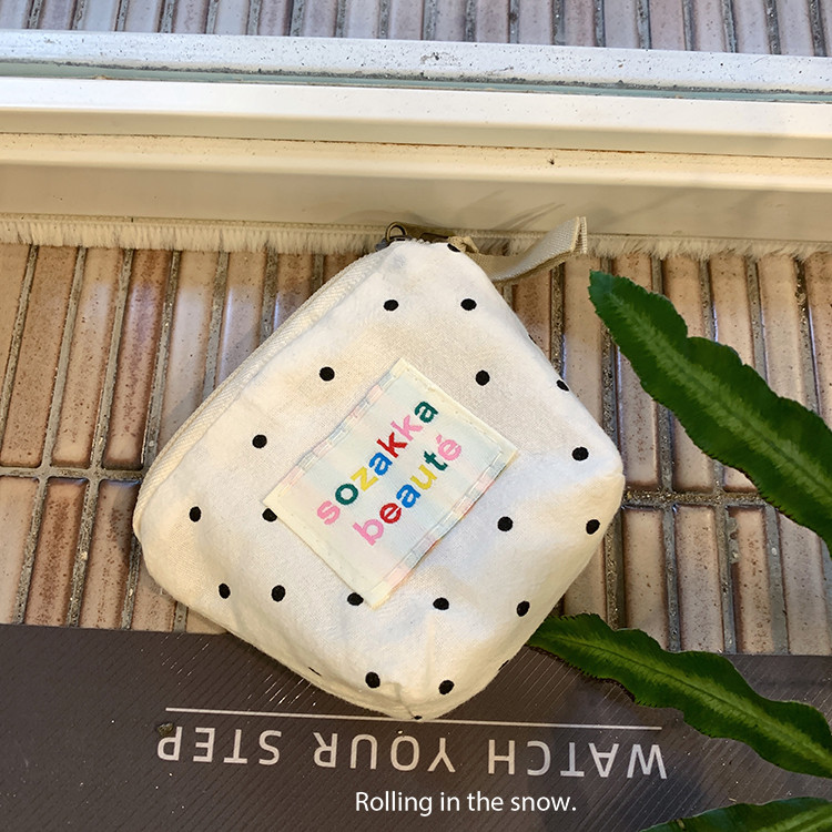 Versão coreana ins Polka Dot bonito Mini saco de cosméticos batom saco de armazenamento portátil caso de cartão fone de