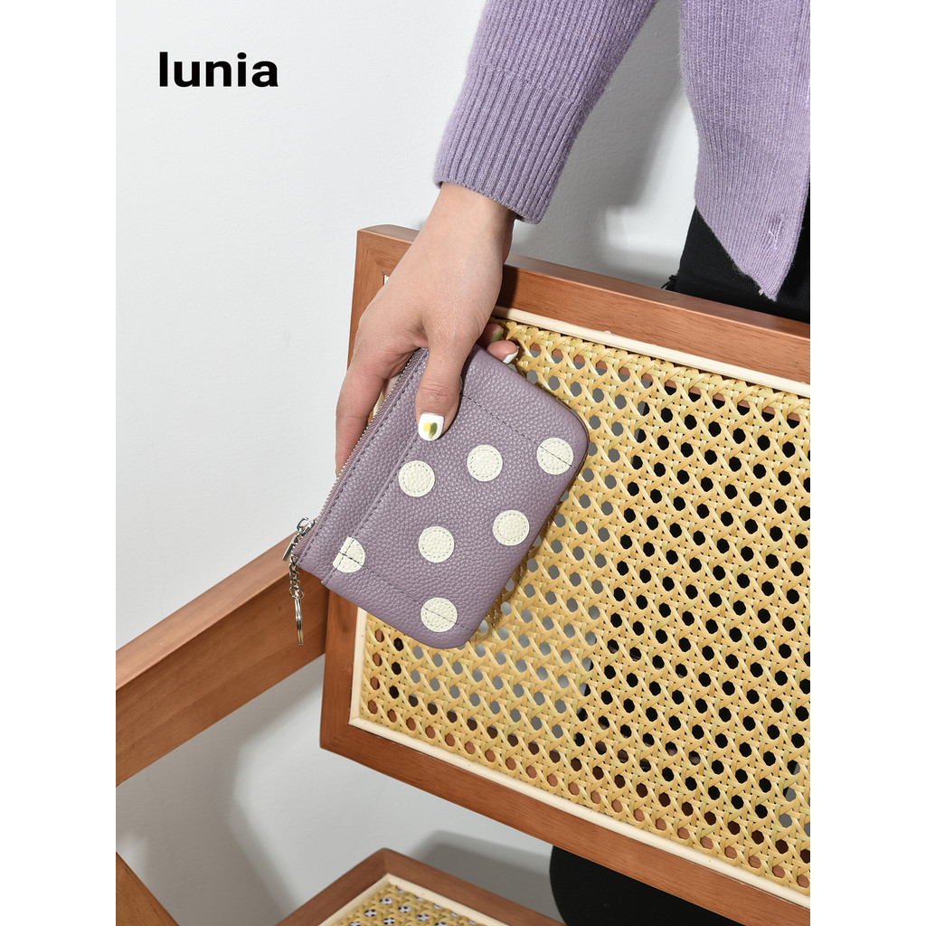 Original vaca Polka Dot couro moeda bolsa motorista batom almofada de ar fone de ouvido saco de armazenamento chave ins