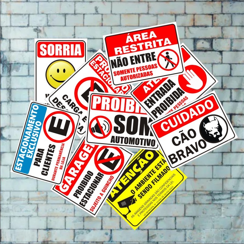 KIT com 7 a 30 placas diversas de sinalização  - SOMENTE PLACAS QUE JÁ  ESTÃO NO NOSSO PORTFÓLIO casa escritorio