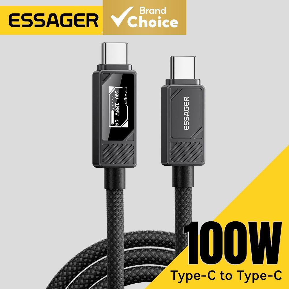 Essager 100W USB A e Tipo C para Tipo C Cabo de Carregamento Rápido com chip E-Marker integrado Para IP Huawei Phone