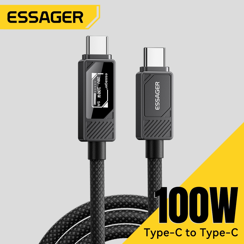Essager 100W USB A para Tipo C para Tipo C Cabo de Carregamento Rápido com chip E-Marker integrado para iPhone Huawei