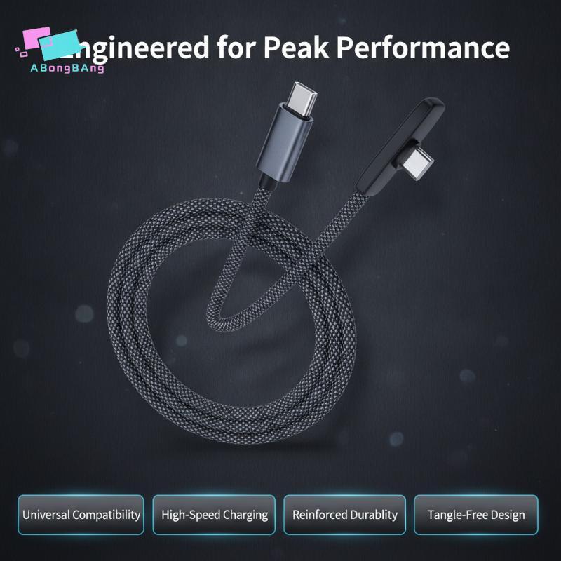 Abongbanghn Ângulo Reto Tipo C Cabo 100W Qui Carga 90 Graus Fio De Sincronização De Dados Trançado Para Telefones Huawei