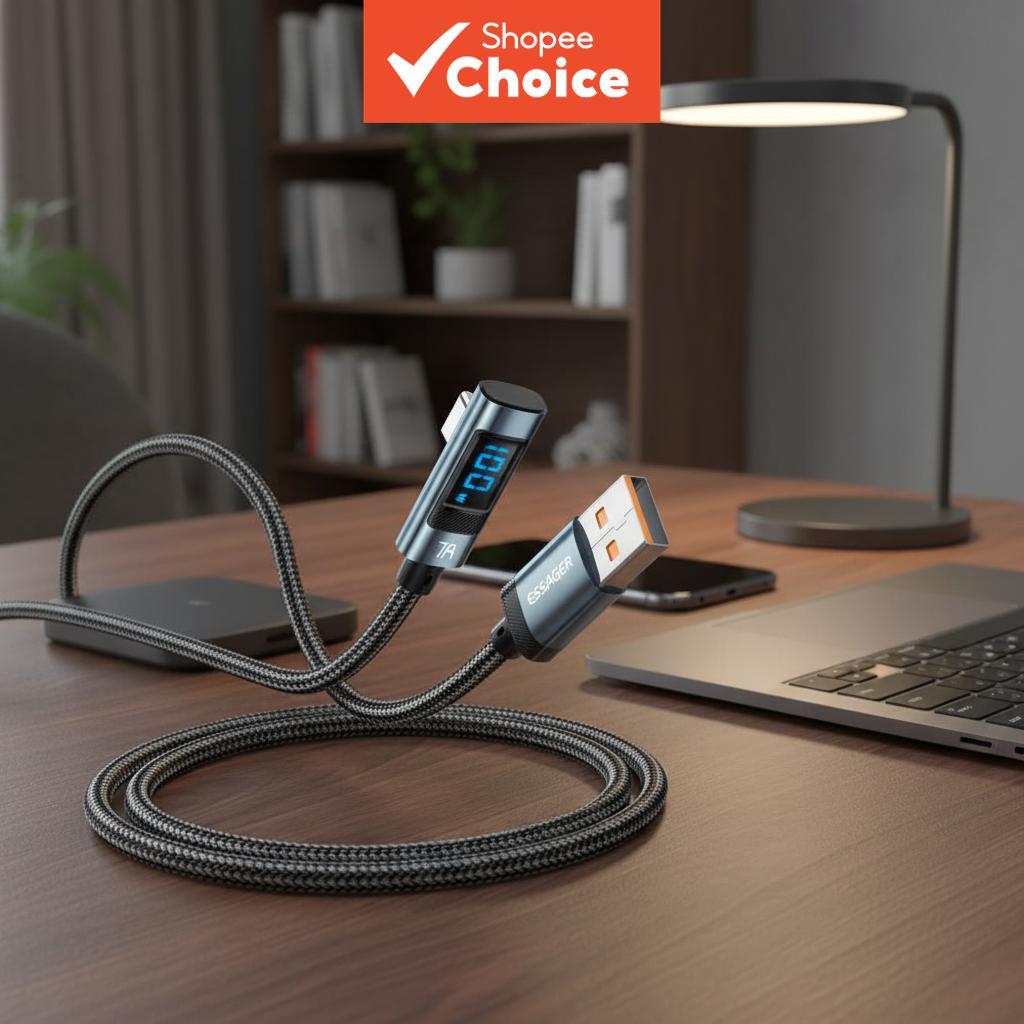 Essager 7A Cabo USB Tipo C 90 Graus Cotovelo 100W PD Carregamento Rápido Para HUAWEI Mate 60 Pro Oneplus Samsung Honor