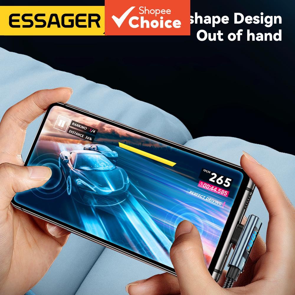 Novo Cabo USB Essager 7A Tipo C Elbow Display PD 100W Carregamento Rápido USB C Cabo de Dados Curvo para HUAWEI Mate 60
