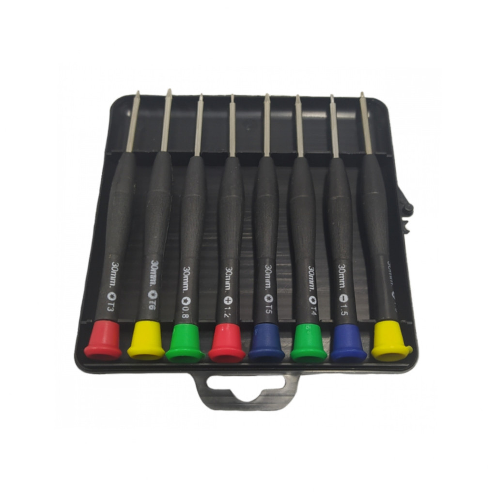 Jogo De Chaves De Precisao 8 Peças Kit Manutenção Celular Notebook iPhone Relogio Com Estojo Torx Fenda Philips
