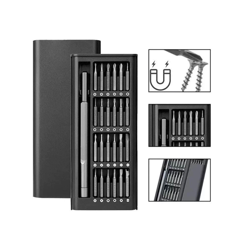 Kit Jogo Ferramenta Chave Magnética Precisão 24 Peças Pequenos Reparos Compatível - Celular Iphone Android Videogame Xbo