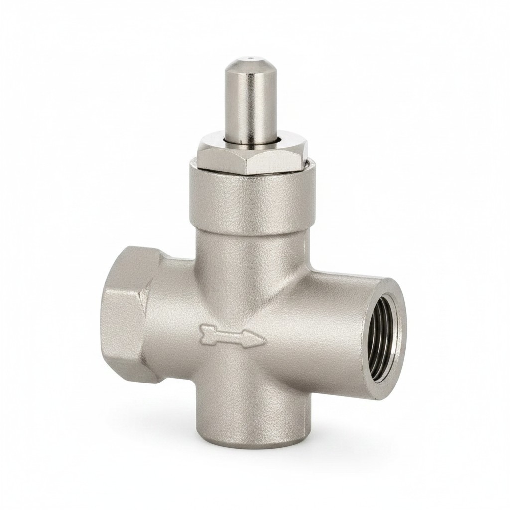 Válvula Registro Push Button Para Manômetro 1/4 Latão Niquelado Ar Comprimido Gás 16 bar Geca