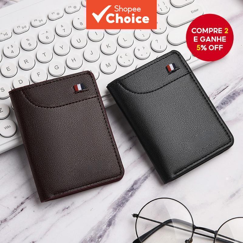 Carteira Masculina Coreana Ultra Fina Vertical - Estilo Curto Minimalista para Jovens