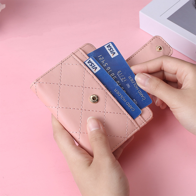 Carteira organizadora de cartões feminina estilo coreano com fivela, bolsa de moda com zíper para moedas, 2025.