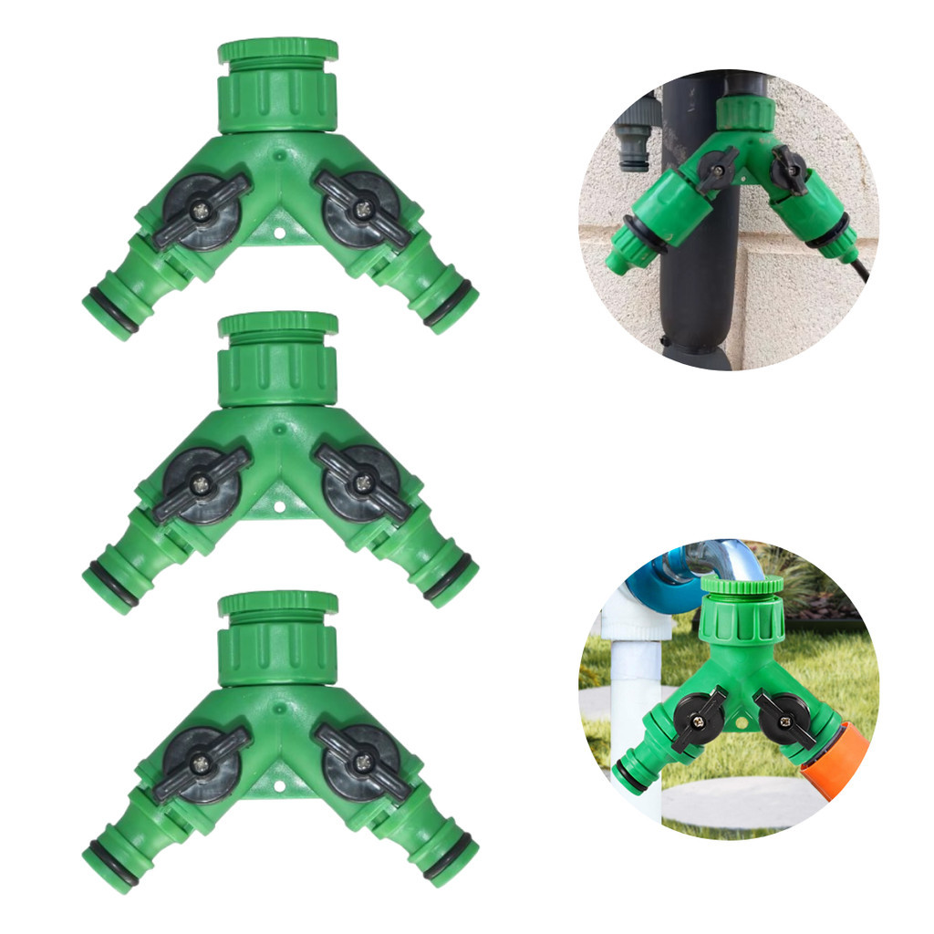 Kit 3 Un. Adaptador Y com 2 Saídas Para Conector Engate Rápido De Torneira de Jardim com Abre Fecha