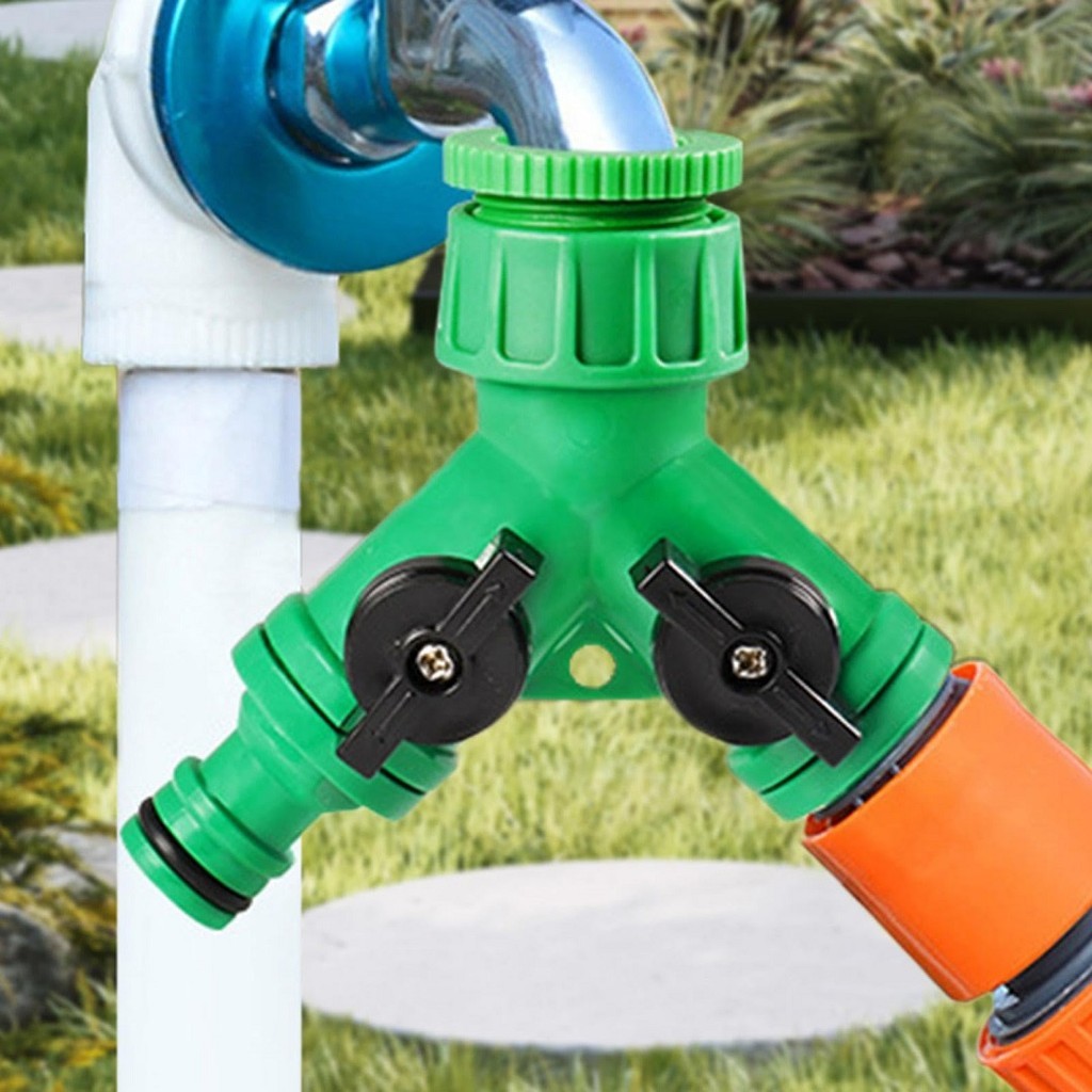 Kit 2 Un. Adaptador Y com 2 Saídas Para Conector Engate Rápido De Torneira de Jardim com Abre Fecha