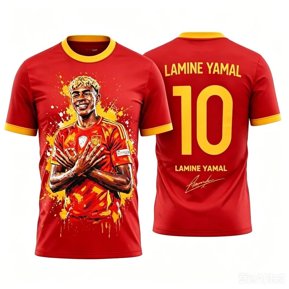 Yamal Fans'summer 3D Impresso Roupas De Família Camisa De Futebol Camiseta-Solta E Confortável Adequado Para Uso Ao Ar L