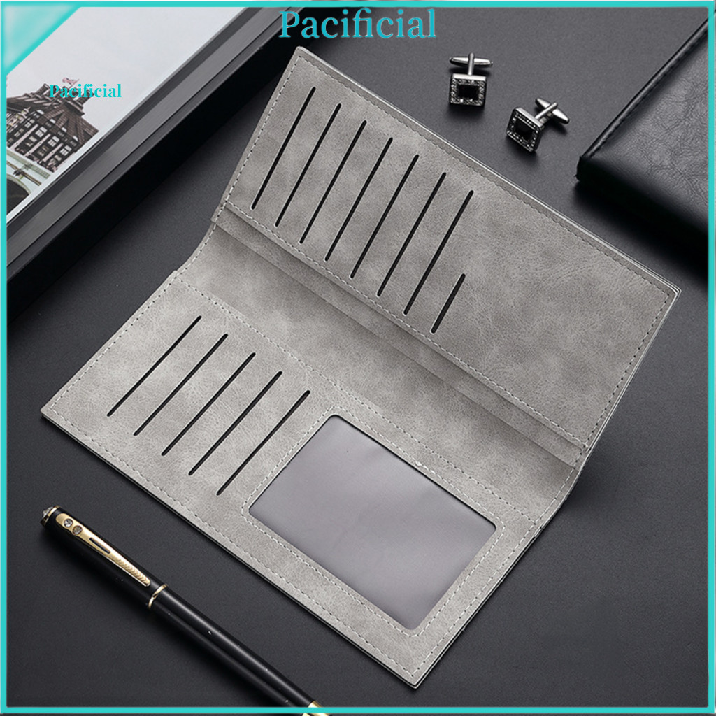 Artificial Leather Card Case Men’s Long Bifold Wallet with Multiple Slots Id Window Credit Holder Clutch Bag – Styli
