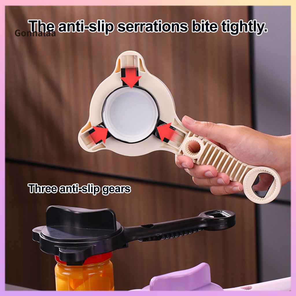 Strain-free Jar Bottle Opener with Adjustable Capper – Easy Lid Removal Long Non-slip Handle Durable Cap Remover for E