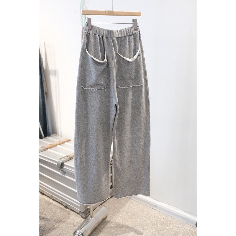 Gray sports pants, casual wide-leg pants for women2025New style long sweatpants with elastic waist, large size, l