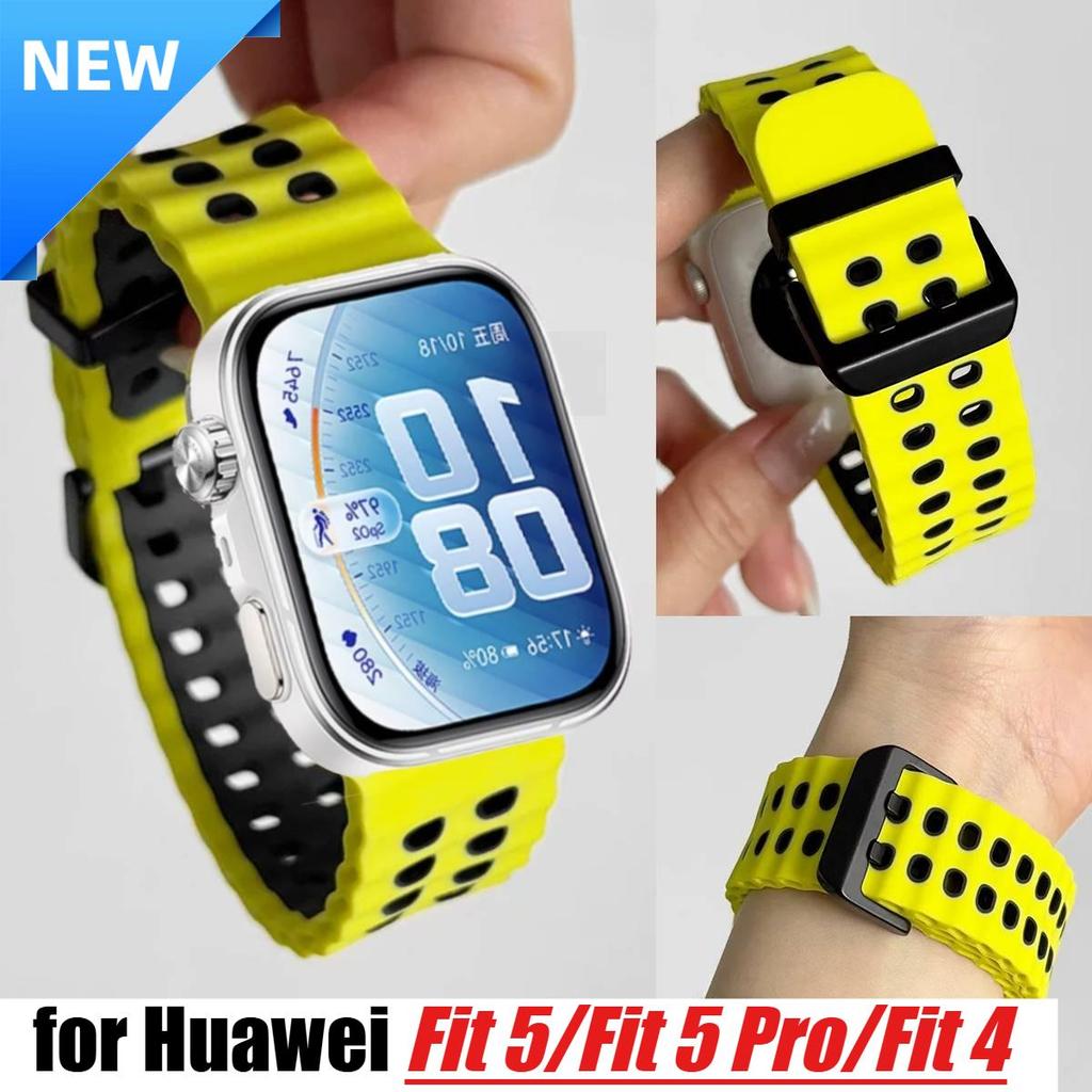 Nova Pulseira Esportiva De Silicone Oceano Para Huawei Fit 5 Pro Watch 4 Band De Substituição Respirável Correa Acessóri
