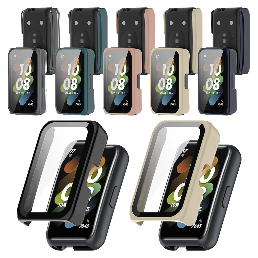Capa De PC De Vidro Temperado 2 Em 1 Para Huawei Band 7/6 Pro Hard All Covering Shell Protetor De Tela Protetora Smartwa