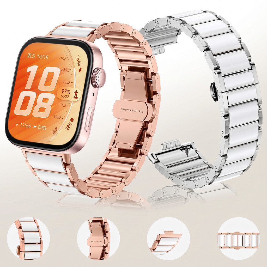 Pulseira De Metal Para Huawei Watch Fit 5/5 Pro/4/3 Stainlss Steel Band Substituição Respirável Cinto Acessórios De Smar