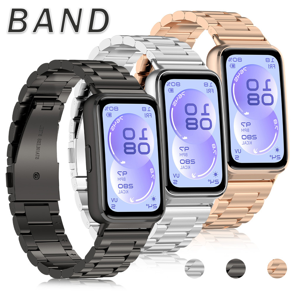 Pulseira De Metal De Aço Inoxidável Para Smartwatch Huawei Band 11/11 Pro/10 9 8 Respirável Cinto Acessórios De Substitu