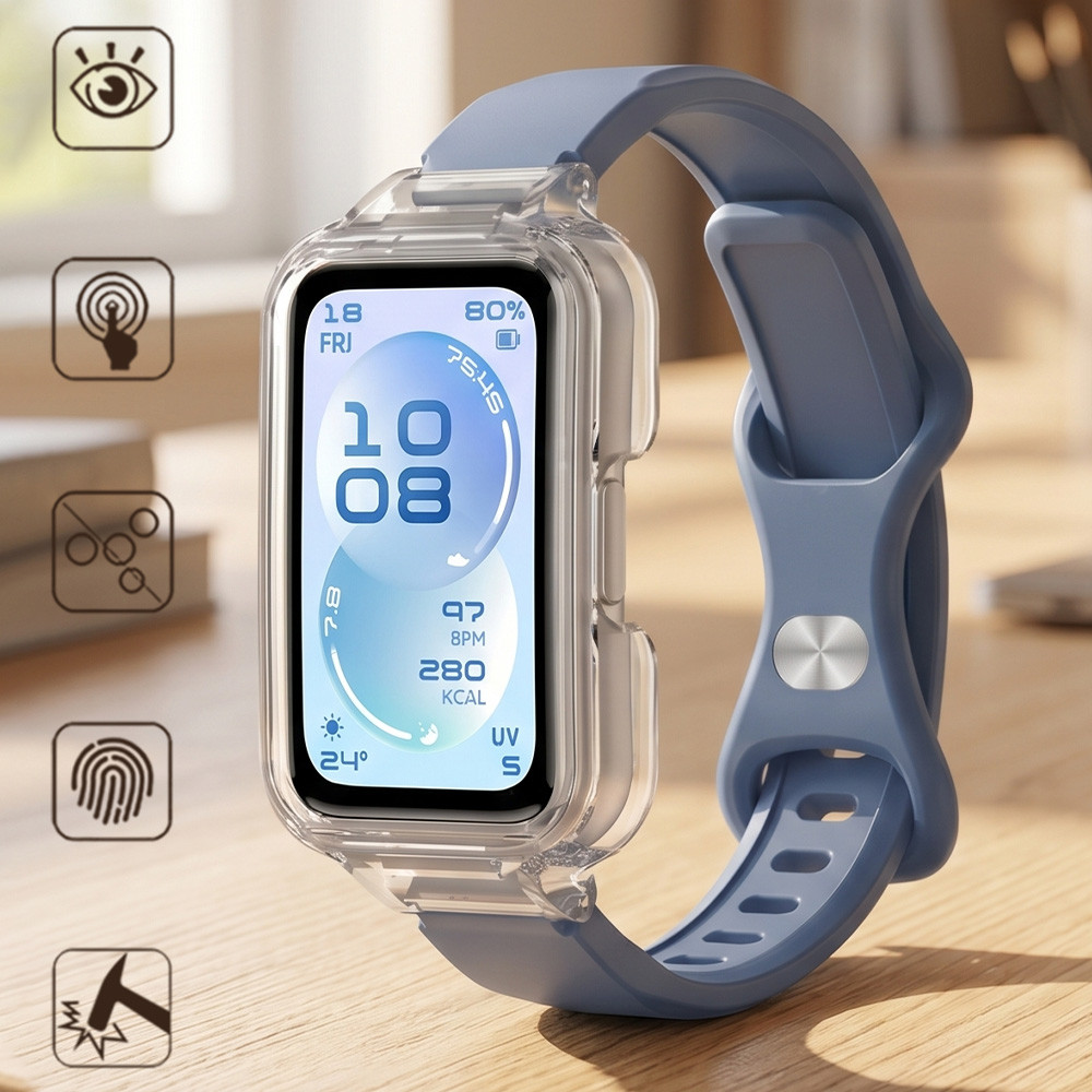 Pulseira De Silicone Para PC Case Band Smartwatch Huawei 11 11 Pro/10 9 8 Protetor De Tela Capa Protetora Cinto De Borra