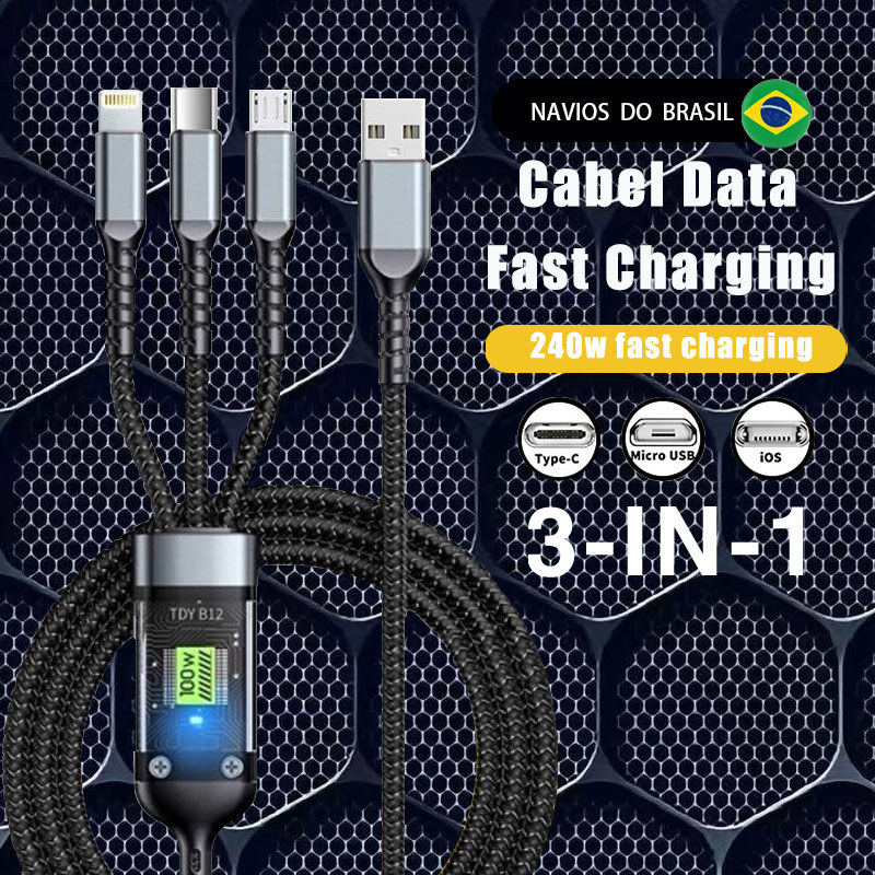 3 Em 1 Tipo C IOS Micro USB Carregamento Super Rápido Anti-Quebra Cabos Trançados De 100 W MKcase