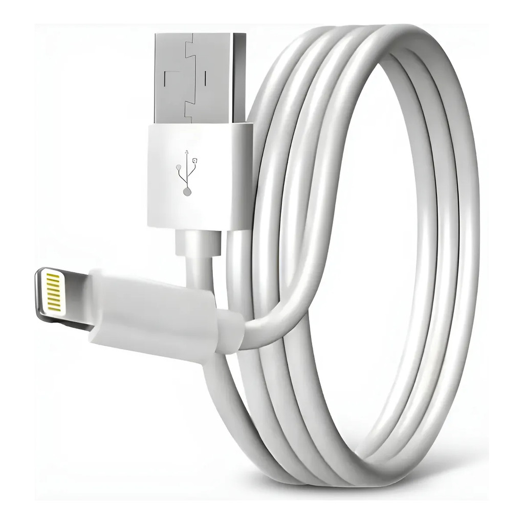 Cabo Carregador USB Para Lightning Branco Transmissao De Dados E Carga Rapida Celular Compativel iOS