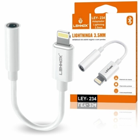 Adaptador IOS Lightning P/ Conector de Fones de Ouvido P2 3,5 mm Lehmox - LEY-234 Envio Imediato