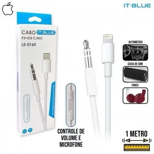 Cabo P2+Ios C/Mic Conector Lightning (Iphone)