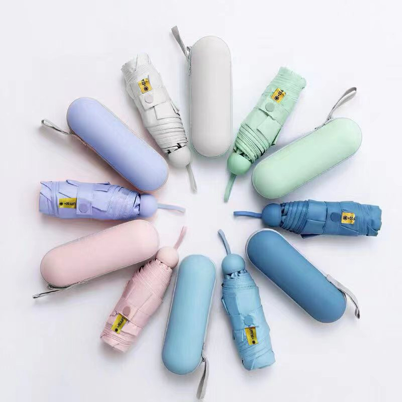 Guarda-chuva mini sombrinha proteção solar UV + de cápsula com estojo